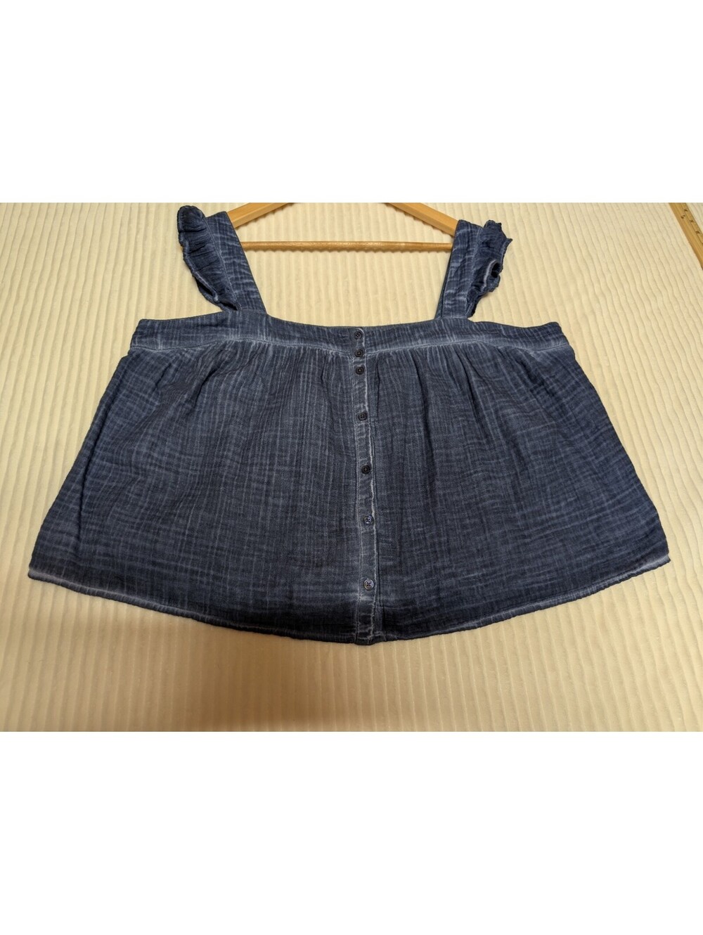True Craft Women's Plus XL Cropped Tank Top Blue 100% Cotton